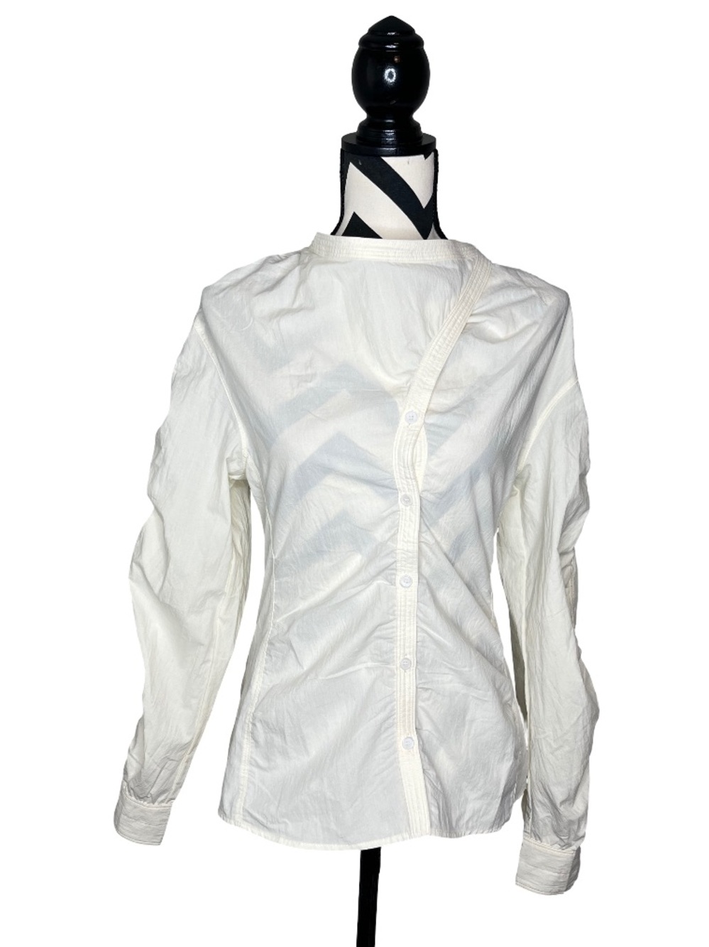 hemi blurr Sz M Asymmetrical Contemporary Button-Down Puff Sleeve Shirt